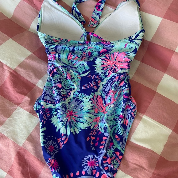 Lilly Pulitzer One Piece Lanai Swimsuit Size 4 Gypsy Girl Twilight Blue - Picture 3 of 6